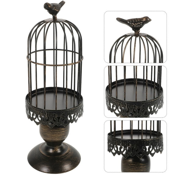 HONMEET  1Pack Vintage Style Metal Birdcage Candle Holders for Wedding Birthday Party Decor Black