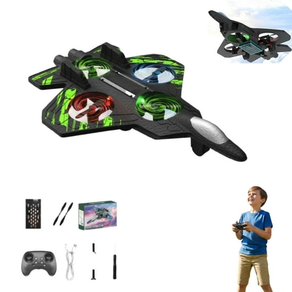 Skyriders RC Jet for Beginners – Stunt Toy with 360° Flips & LED Lights, Remote Control Foam Airplane, Rechargeable Hovering Helicopter()