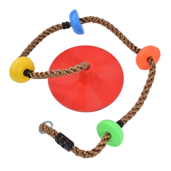 LeafyLuxe Swing With Climbing Rope,Round Swing Seat,Disc Swing Seat Climbing Rope Colorful High Strength For Kids Children Indoors Outdoors