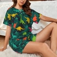 thumbnail image 4 of KLL Colorful Dinosaurs Print Pajama Set for Women Short Sleeve Sleepwear Pjs Soft 2 Piece Lounge Sleepwear Sets-XX-Large, 4 of 6