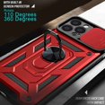 thumbnail image 6 of Compatible with iPhone 13 Pro Max Case with Sliding Camera Lens Cover and Ring Kickstand Heavy Duty Military Grade Protection Phone Shockproof Back Cover for iPhone 13 Pro Max, Red, 6 of 8