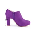 thumbnail image 5 of BLISSFUL STEP Women's Ankle Boots Faux Suede Round Toe Block High Heel Side Zipper Shoes Purple 10, 5 of 5