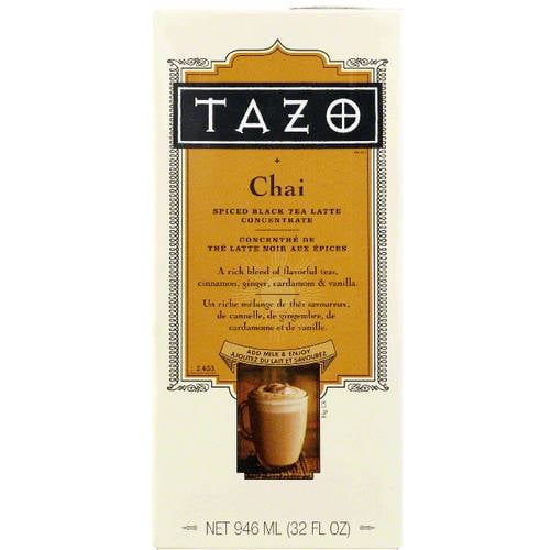 Tazo Chai Spiced Black Tea Latte Concentrate, 32 fl oz, (Pack of 6