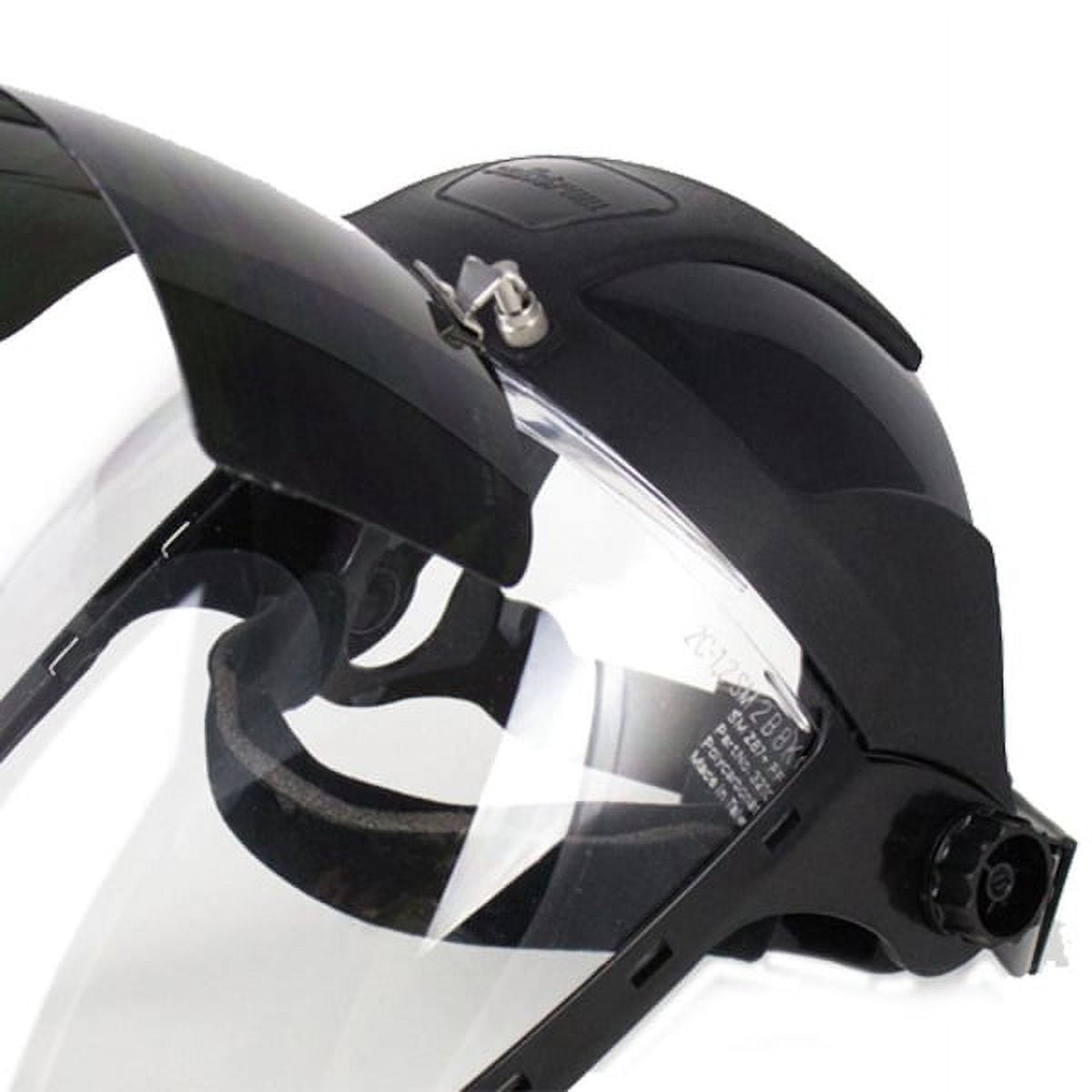 Sellstrom Face Shield - DP4 Series - 9" x 12.125" x 0.060" Window - Clear AF with Shade 5 IR Flip Visor - Ratcheting Headgear - with Chin Guard