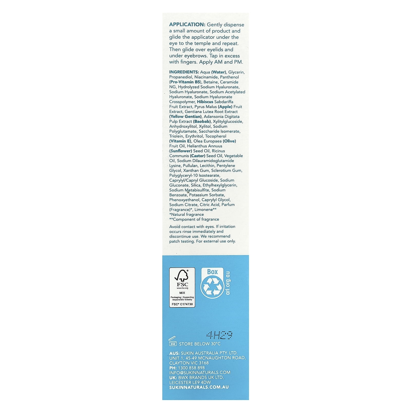 Sukin AquaBoost 3D, Hyaluronic Acid Eye Serum, 0.51 fl oz (15 ml)