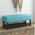 thumbnail image 3 of Simpli Home Cosmopolitan 44 inch Wide Transitional Rectangle Storage Ottoman Bench with Open Bottom in Soft Blue Faux Leather, 3 of 4