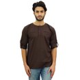 thumbnail image 1 of Atasi Chemise à Manches Retroussables en Coton Marron Col Rond pour Hommes-Grand, 1 of 7