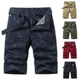 thumbnail image 4 of WREESH Men's Casual Shorts Cargo Shorts Summer Fashion Solid Color Casual Shorts Athletic Shorts Cargo Shorts Dark Blue, 4 of 4