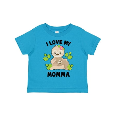 

Inktastic Cute Sloth I Love My Momma with Green Leaves Gift Toddler Boy or Toddler Girl T-Shirt