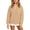 Beige, variant on Kids Half-Zip Pullover High Neck Fleece Sweatshirt Top Coffee 5 Years