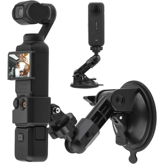 Pocket 3 Suction Cup Mount, Car Windshield Window Dash Holder Kit with Expansion Adapter for Insta360 X4 X5 X3 Go 3S for GoPro Max Mini Hero 13 12 11 10 9 Pocket 3 2 Action 5 Pro 4 Accessories