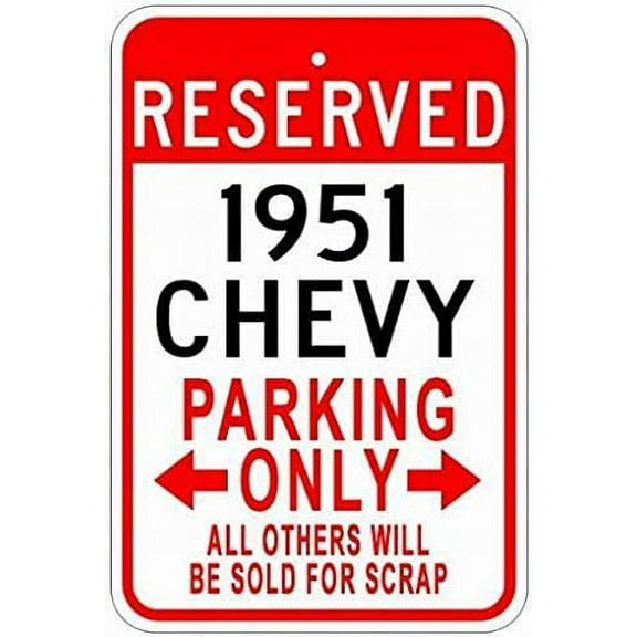 Metal Signs 1951 51 Chevy Tin Parking Sign - 8X12 Inches