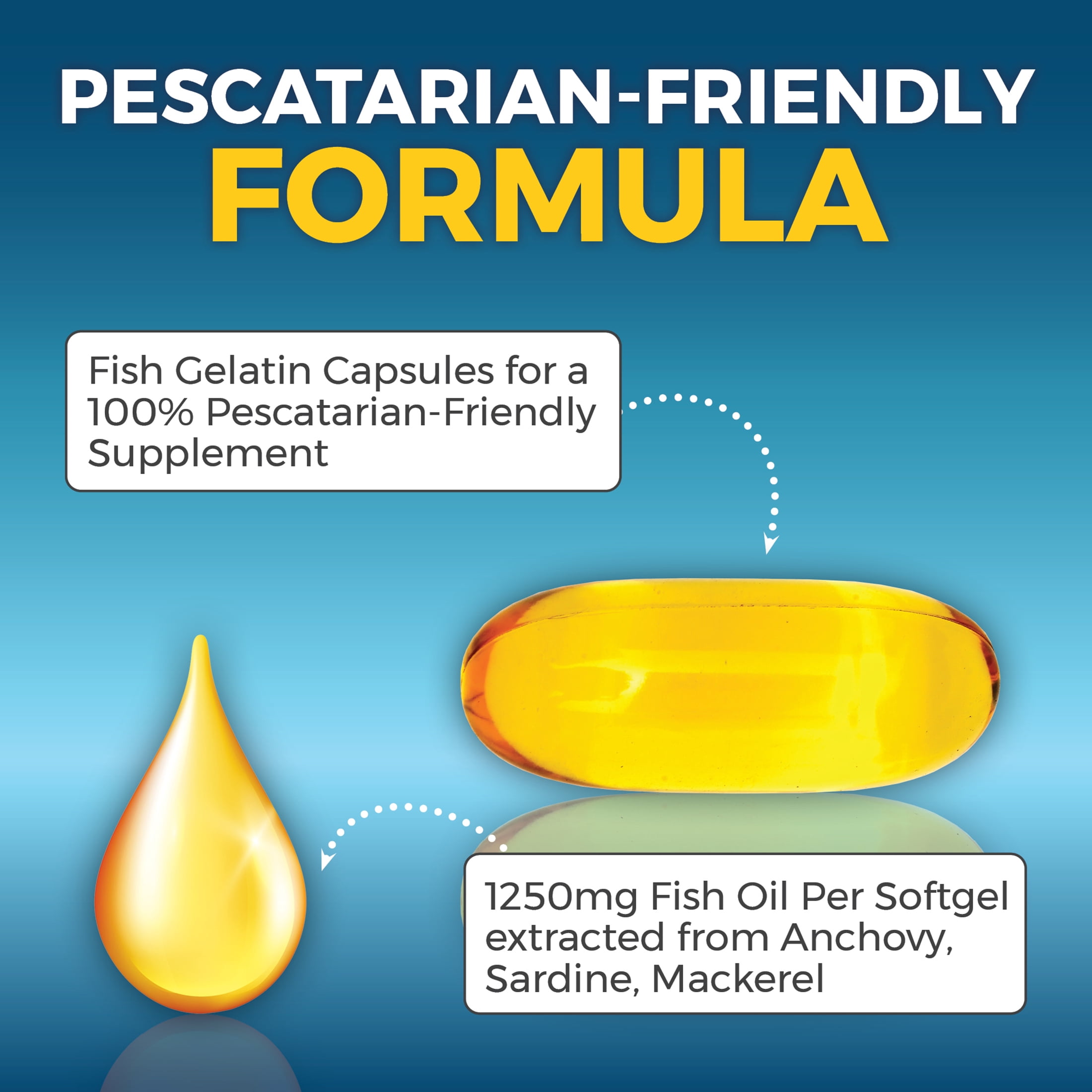 Viva Naturals Triple-Strength Omega 3 Fish Oil Supplement, 2500 mg, 60 Pescatarian-Friendly Softgels