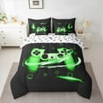 thumbnail image 2 of Castle Fairy Green Gamepads 7-Piece Bedding Comforter Set for Boys,Video Game King Bedding Sets,Abstract Stripes Ultra Soft Bed Sheets,Microfiber Bedroom Decor, 2 of 8