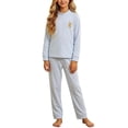 thumbnail image 5 of Cethrio Girls' Pajama Sets Long Sleeve, Fall Winter 2 Piece Comfortable Girls' Sleepwear Sky Blue Size 12-13T, 5 of 6