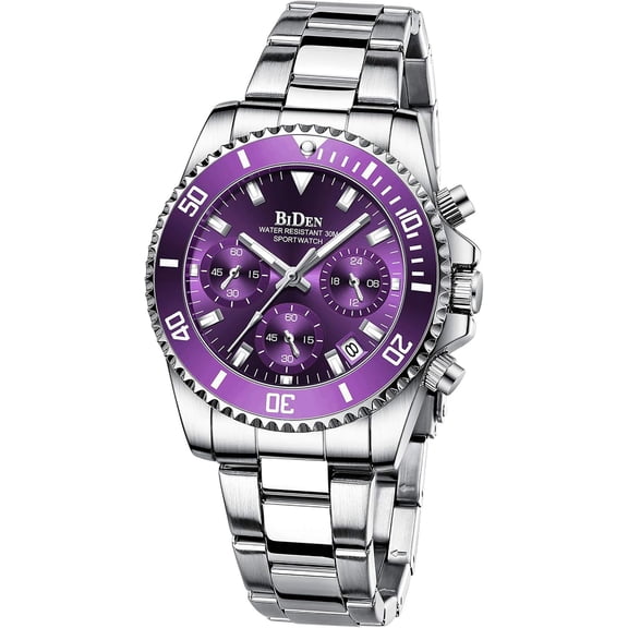 Women Elegant Chronograph Rotatable Bezel Mineral Glass Luminous Watch Stainless Steel Waterproof Date Analog Quartz Watch Fashion Business Dress Wrist Watch