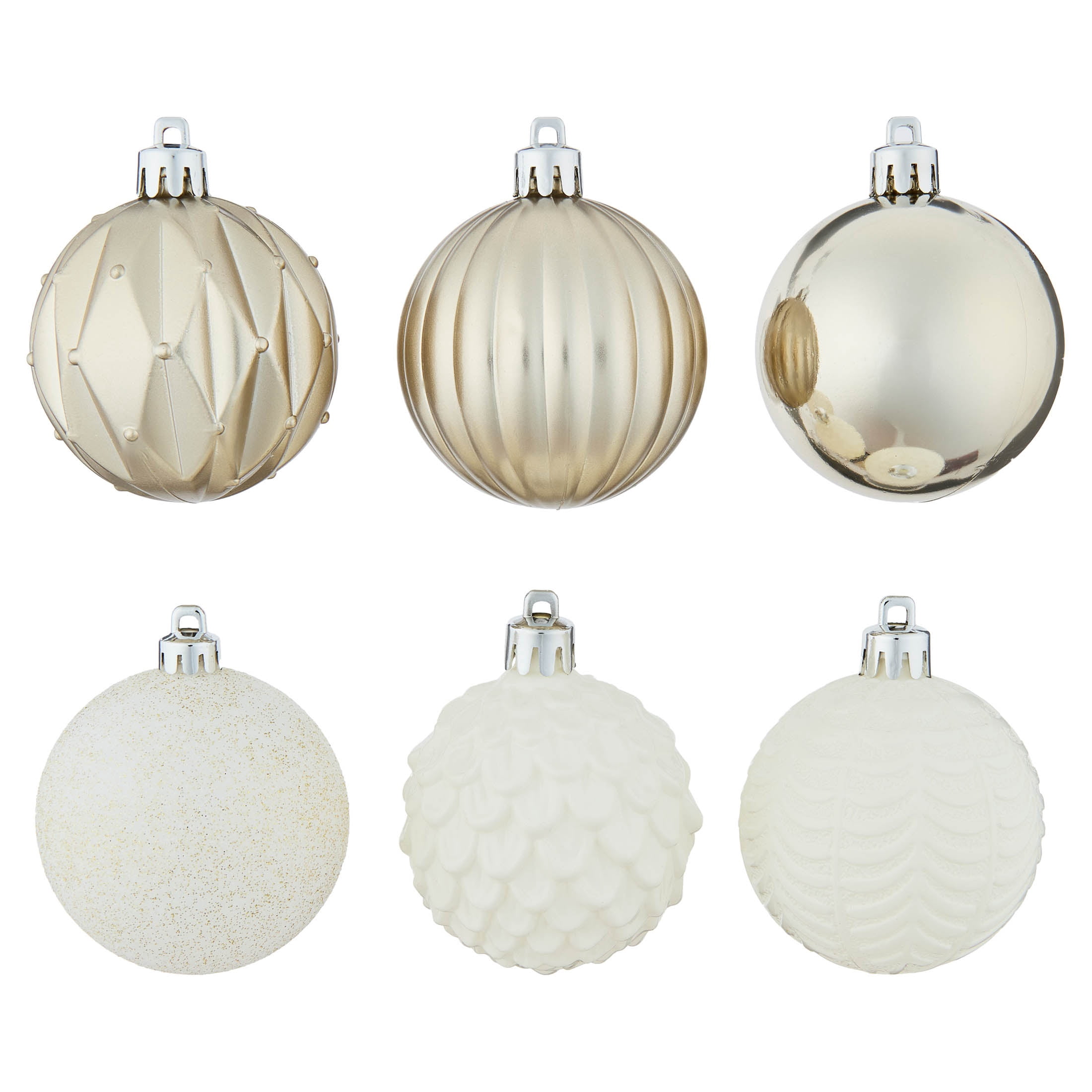 24-Count Champagne and Cream Ball Shatterproof Christmas Ornaments, 2.8", by Holiday Time