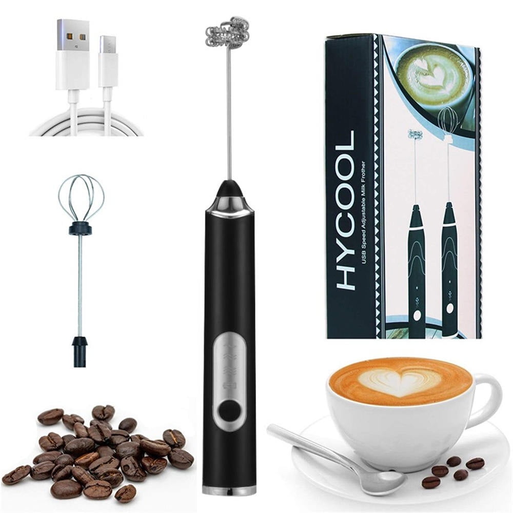 Immersion Blender,Milk Frother Handheld Foam Maker USB Rechargeable Coffee  Frother with 2 Stainless whisks，3-Speed Adjustable Mini Blender