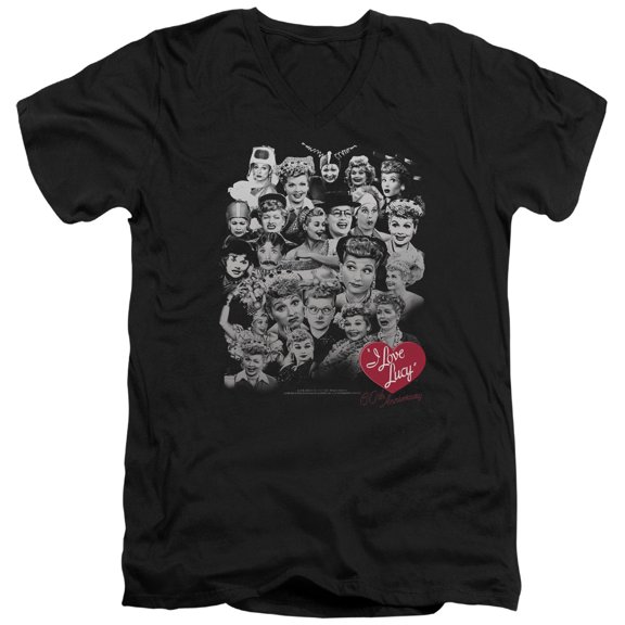 I Love Lucy 60 Years Of Fun S/S Adult V-Neck Black
