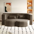 thumbnail image 3 of S-HOME Modern Folding Convertible  Floor Sofa with 2 Pillows , Corduroy Fabric Foam Sleeper Couch for Living Room and Playroom Use, Coffee, 3 of 13