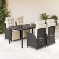 thumbnail image 1 of vidaXL 5 Piece Garden Dining Set with Cushions Black Poly Rattan, 1 of 5
