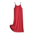 thumbnail image 2 of Asxite Plus Size Womens Pajamas Loose Spaghetti Strap Crew Neck Solid Short Sleep Dress, 2 of 7