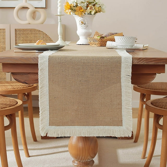 Fiudx Bandera de Mesa de Lino, Diseño de Tejido Natural, Decoración para Festivales, Funda de Tela para Armario de Vestíbulo, Textura Elegante, Decoración Versátil, Tamaño 30 X 120 Cm, Ideal para Cel