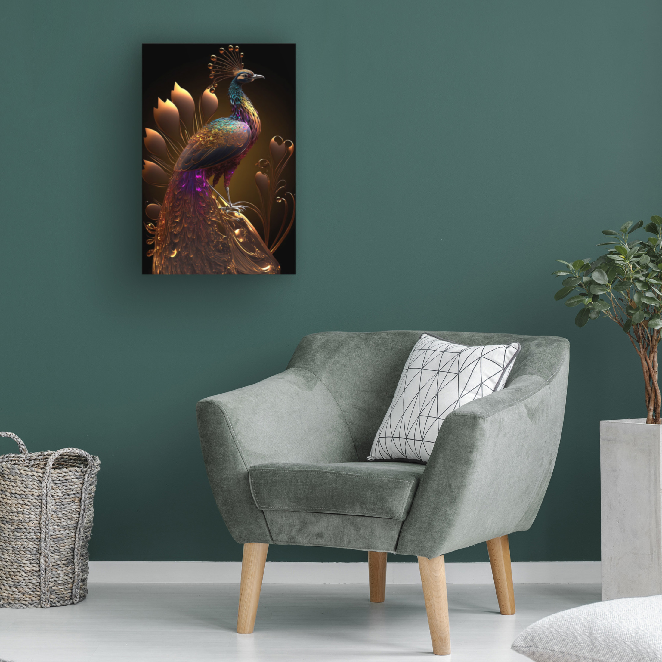 Canvas Wall Art - Ray Heere 'Proud Peacocks 35' Wall Art for Living Room, Bedroom, or Office Décor by Trademark Fine Art - 16 x 24 Inches