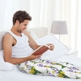 thumbnail image 4 of Uemuo Lavender Flowers Pattern Men's Wide Leg Palazzo Lounge Pants with Pockets Light Weight Loose Comfy Casual Pajama Pants-Large, 4 of 9