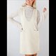 thumbnail image 4 of Vestido Corto de Punto Liso Sin Mangas con Cuello en V y Bolsillos para Mujer Albaricoque S, 4 of 10