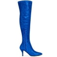 thumbnail image 3 of BLISSFUL STEP Women's Boots Glitter Point Toe Stiletto Heels Over The Knee High Boots Deep Blue 9, 3 of 6
