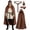 Brown, variant on JOANKDMI 4 Piece Fantasy Medieval Blue Velvet Hooded Cloak Costume Set for Men with Triskele Pattern Belt Bracer Pouch for LARP Celtic Viking Cosplay