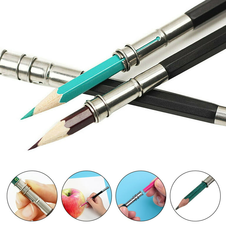 TEHAUX 5pcs Pencil Extenders, 4inch Stainless Steel Pencil