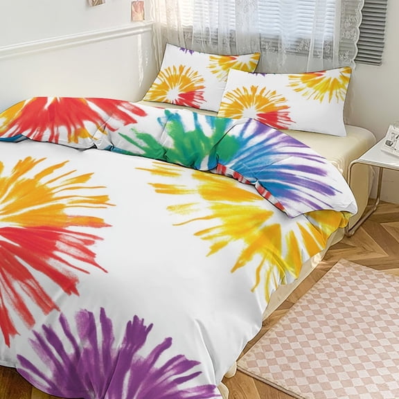 Colorful Tie Dye Vortex Bedding Sets Twin Duvet Cover 3 Piece Cute Bed Set for Boys Girls Kid