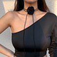 thumbnail image 3 of Collar de flores para mujer, rosa collar, collar de terciopelo negro, 3 of 5