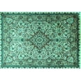 thumbnail image 1 of Ahgly Company Machine Washable Indoor Rectangle Medallion Turquoise Blue Traditional Area Rugs, 2' x 4', 1 of 4