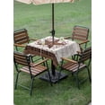 thumbnail image 4 of Outdoor Tablecloths with Umbrella Hole & Zipper, Texas Star Vintage 60x60 Inch Square Tablecloths, Red Berry Retro Art Brown White Wooden Waterproof Table Cloth, Patio/Pool/Picnic Table Covers, 4 of 8