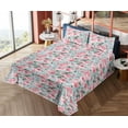 thumbnail image 4 of Ambesonne Floral Fitted & Flat Sheet with Shams 4 Pcs Set, Pastel Pink Peony Flowers, King, Pale Blue Pastel Pink, 4 of 5