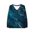 thumbnail image 2 of Uootdi Womens Tops V Neck Vintage Long Sleeve T Shirts for Women Gift Floral Printed Striped Tunic Tops Fall Casual Loose, 2 of 4