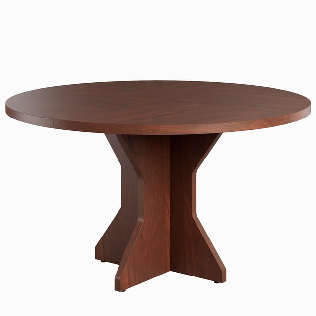 Kojooin Round Dining Table for 4-6 People, 47 Inch Circle Kitchen Table with Sturdy Pedestal Base