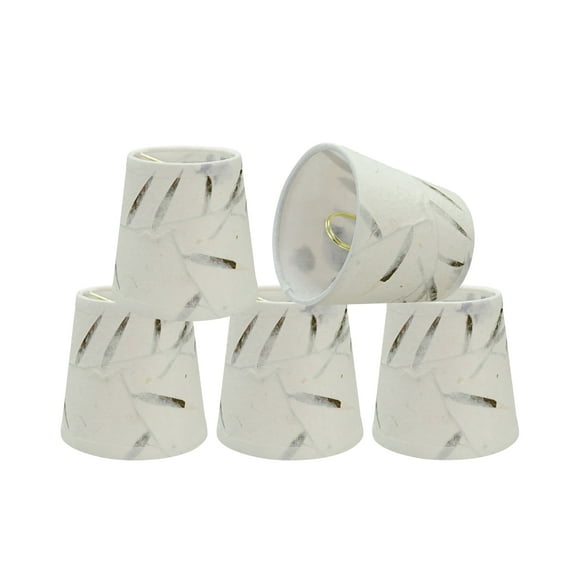 Aspen Creative 32720-5 Small Hardback Empire Shape Chandelier Clip-On Lamp Shade Set (4 Pack), Transitional Design in Off White, 4" bottom width (3" x 4" x 4")