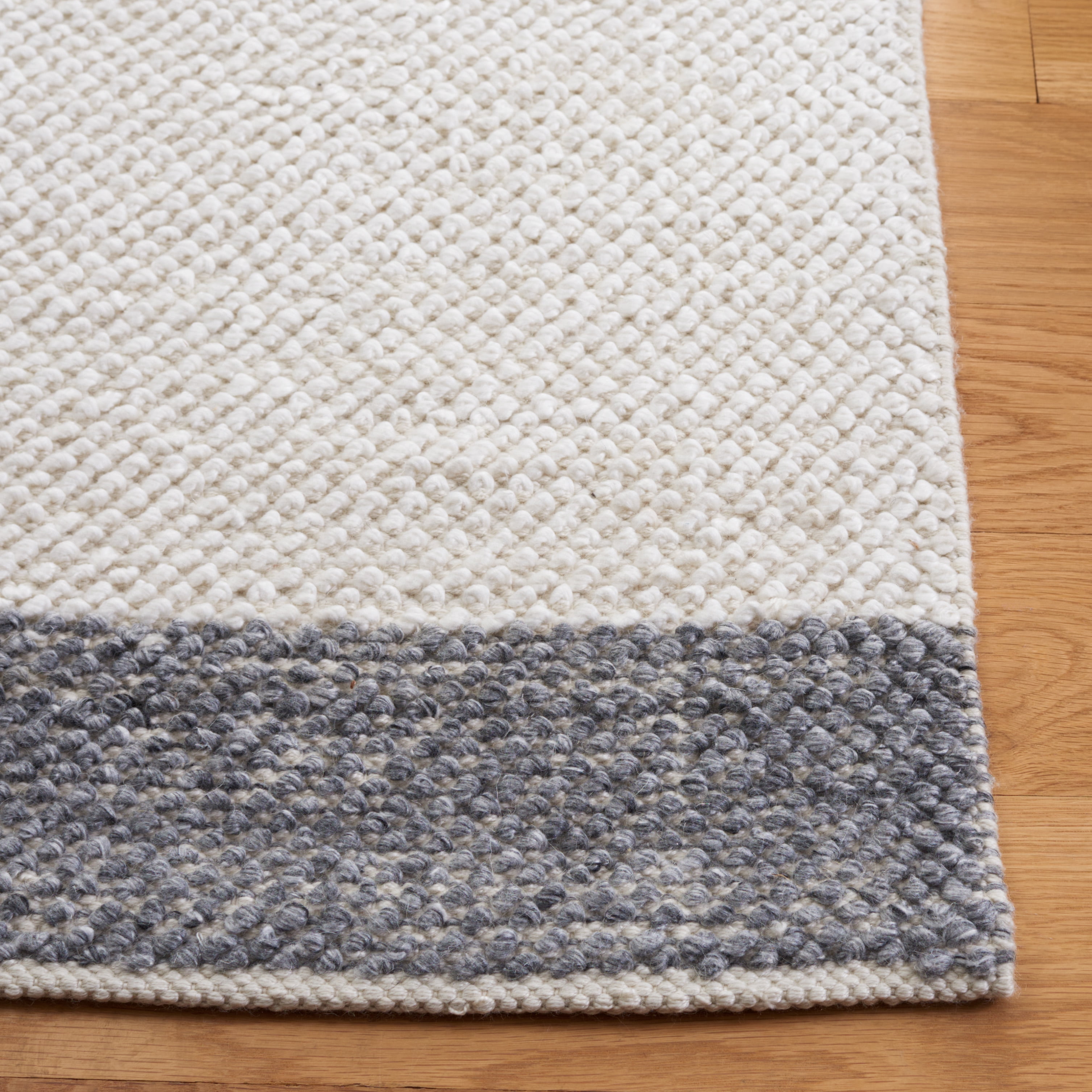 SAFAVIEH Natura Marina Striped Wool Area Rug, Ivory/Grey, 6' x 6' Square