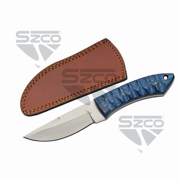 SZCO 8 Inch River Knife Stainless Steel Blade Full Tang Wood Handle Outdoor Camping Survival Knife with Leather Sheath and Lanyard Hole
