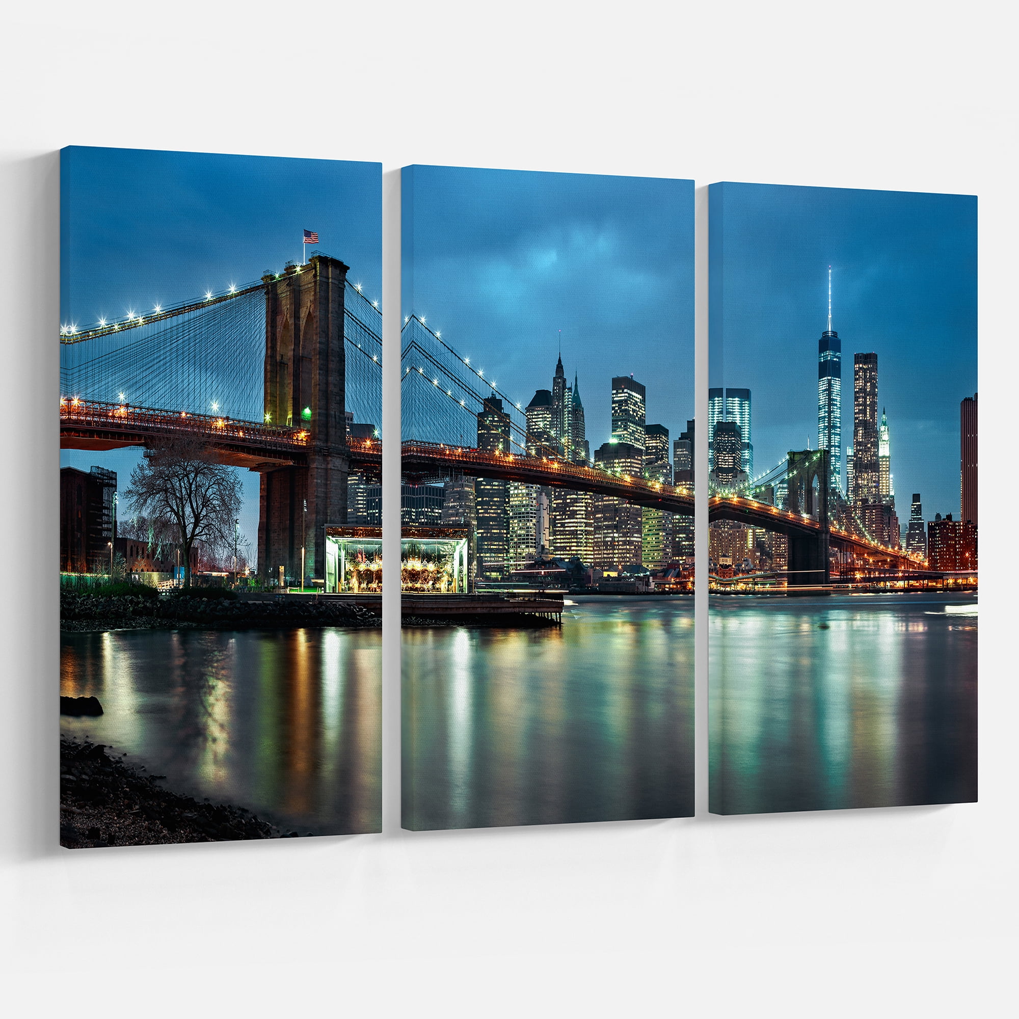 Designart 'Brooklyn Bridge and Skyscrapers ' Cityscape Canvas Print