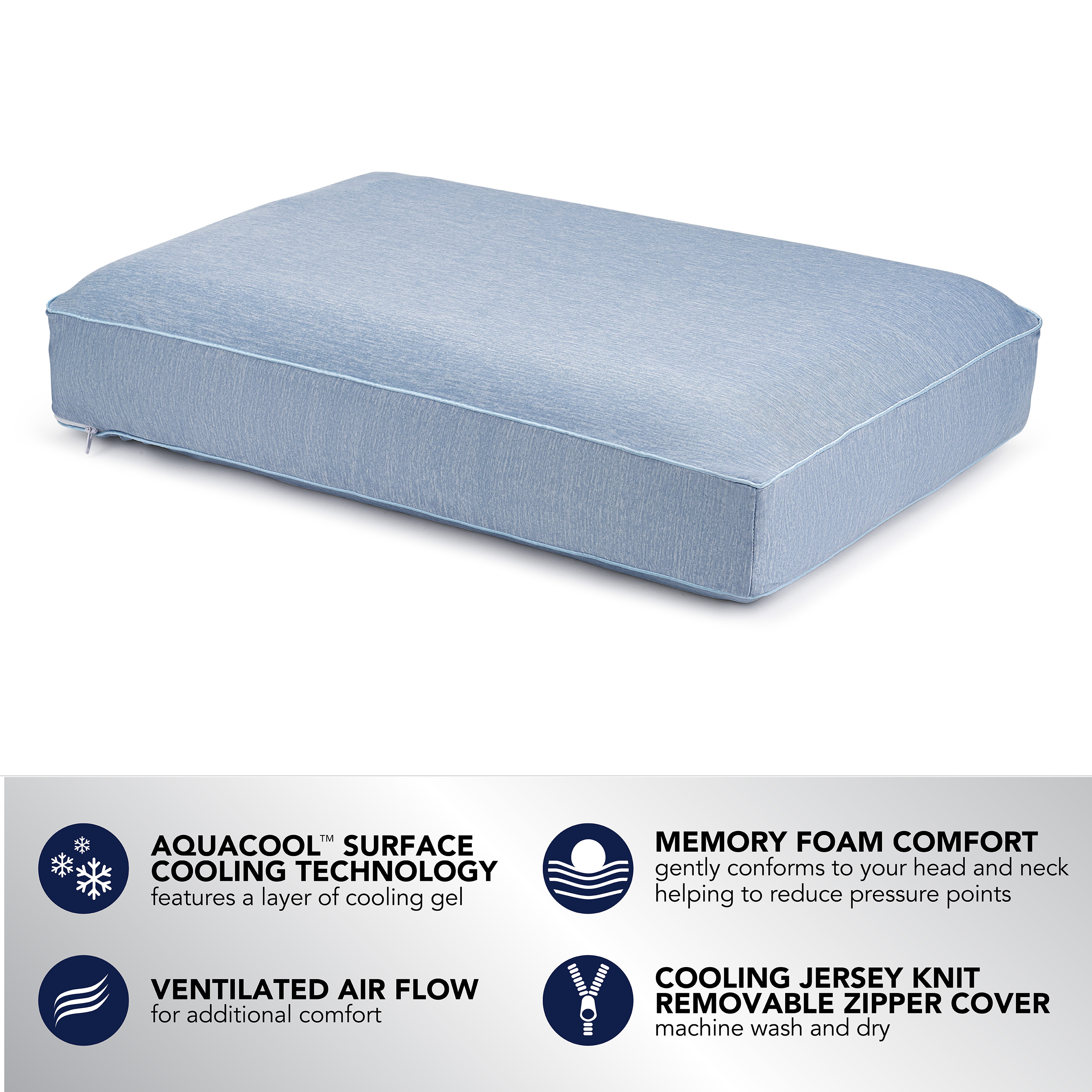 Beautyrest Silver Aquacool Memory Foam Pillow With Removable Cover, Standard/Queen - image 3 of 11