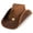Brown, variant on Silverton Dude Hat - Leather Cowboy Hat Handcrafted with Metal Conchos and Studs, Distressed Ruff Leather, and Hidden Steel Wire in Brim, Small-Brown