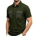 thumbnail image 3 of Men's Summer Solid Casual Shirt Tops Turndown Collar Short Sleeve Loose Fit Multi-Pocket Button Down Polyester Blend Breathable Quick Dry Fishing Hiking Workout Beach Vacation, 3 of 9