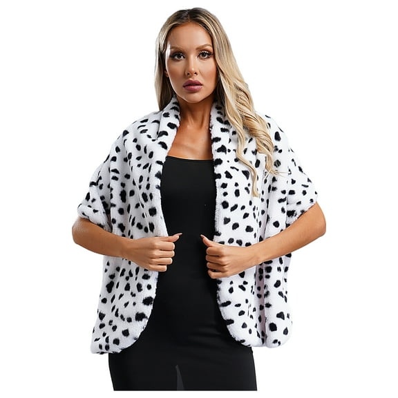 Mufeng Women Cow Print Cape Shawl Scarf Halloween Cosplay Fancy Party Performance Costume Type A One Size