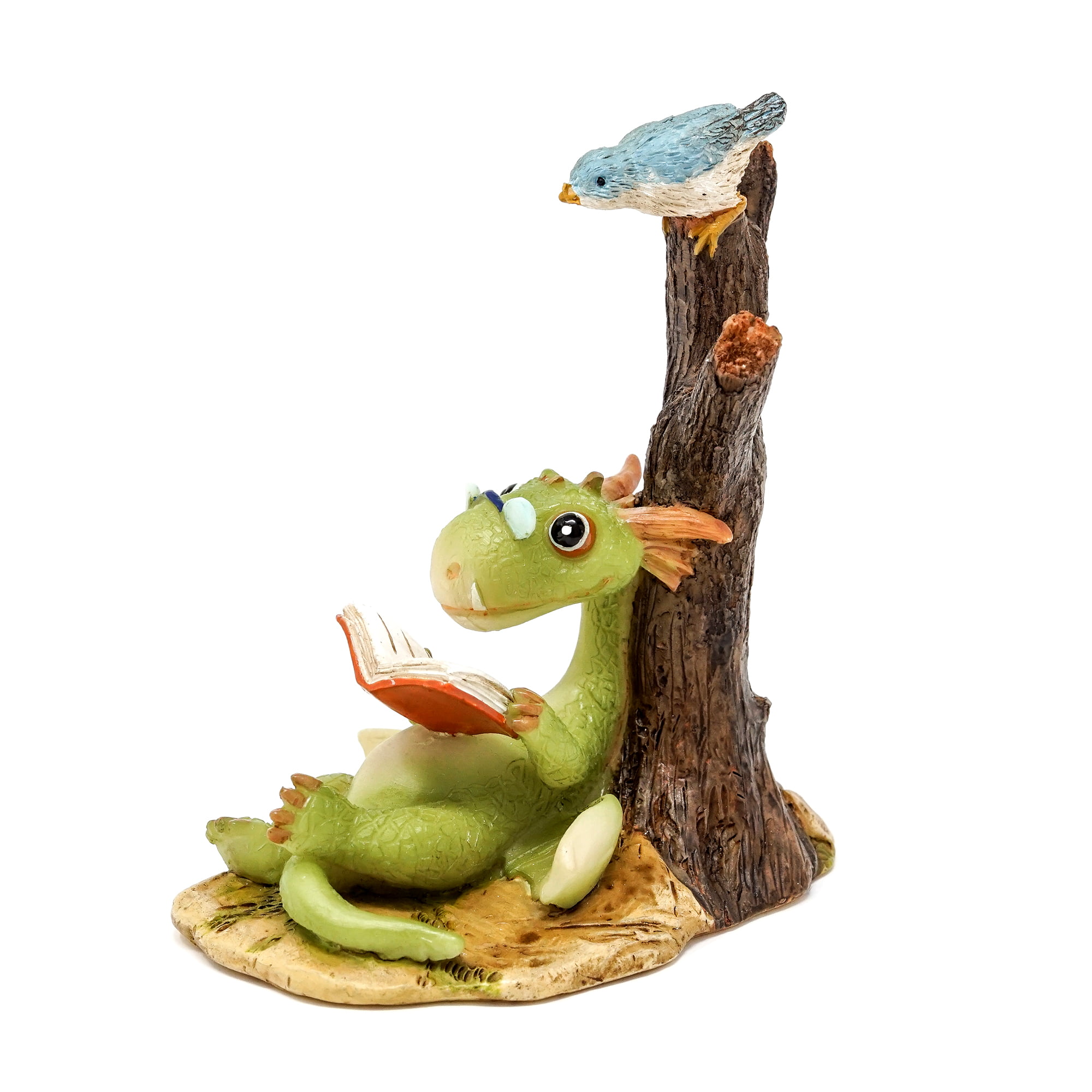 Frog Reading a book on a Stone Fantasy Resin Figurine 