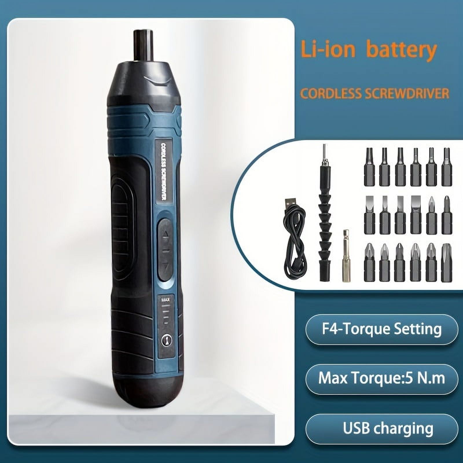 1 Set Torque-Adjustable Straight Handle 3.6V Electric Screwdriver, Small Multi-Functional Disassembly and Screwdriving Tool with Lithium Battery